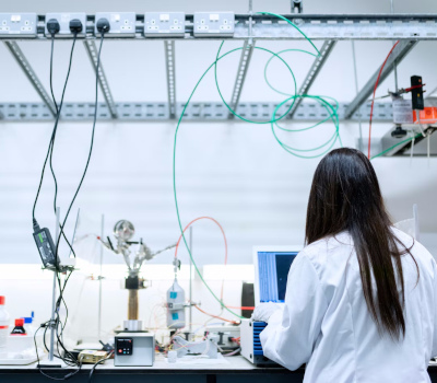 scientist working on a computer